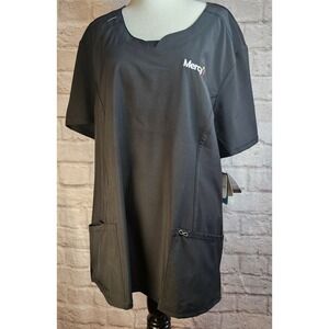 NEW Cherokee Infinity Women's Scrub Top 2624A Black Size XL Mercy Logo 5 Pockets